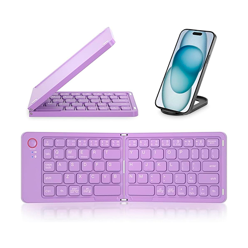 Teclado Inalámbrico B023 – Plegable, Recargable y Compacto (color morado)