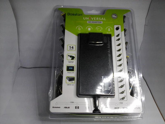 CARGADOR UNIVERSAL BOSSTON PARA LAPTOP CON PANTALLA 90WATT SLIM 14 PUNTAS