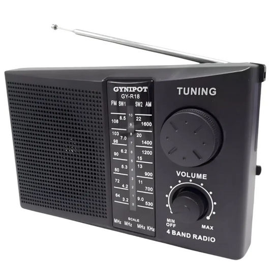 Radio Portátil Gynipot GY-R18 – 4 Bandas con Antena y Cable 110 V