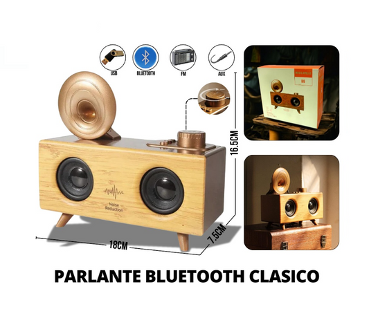 Parlante Vintage Bluetooth Recargable con Puerto USB