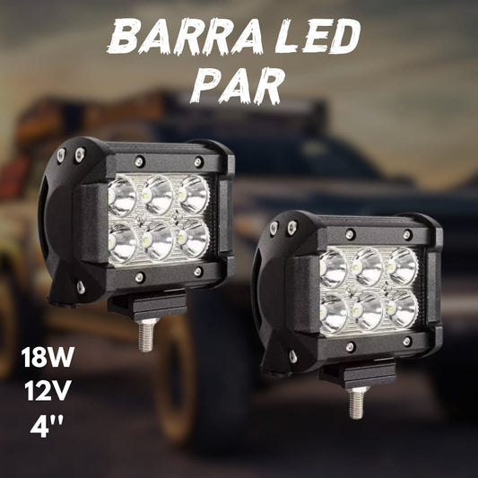 Barra LED Blanca 18W/12V de 4” (Par)