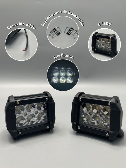 Barra LED Blanca 18W/12V de 4” (Par)