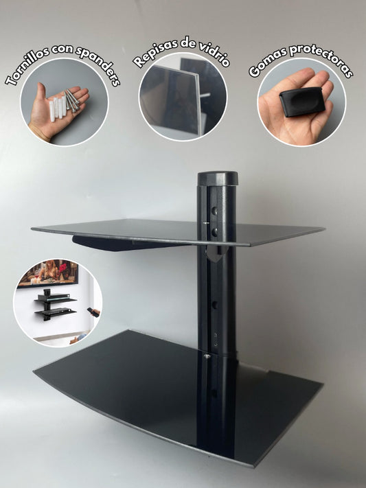 Base Repisa Doble de Vidrio para TV – Montaje en Pared
