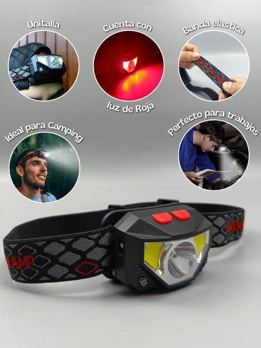 Lámpara Frontal Recargable para Cabeza – Multimodo con Sensor de Movimiento