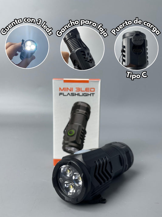 Linterna Mini 3 LED Recargable