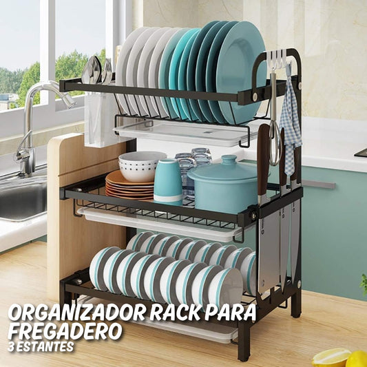 Organizador rack para fregadero 3 bandejas