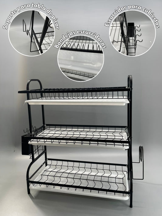 Organizador rack para fregadero 3 bandejas
