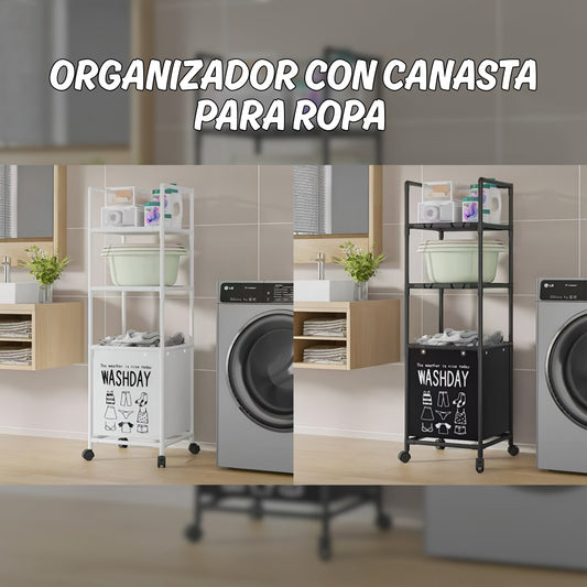 Organizador de Ropa con 2 Repisas y Canasta Inferior