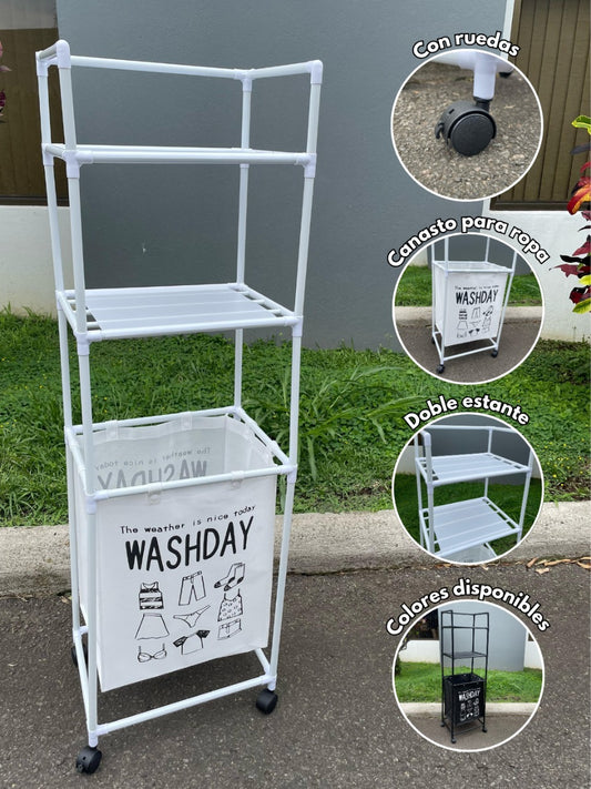 Organizador de Ropa con 2 Repisas y Canasta Inferior