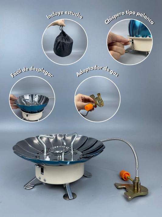 Cocina de Gas para Camping Kovar K-203 con Manguera para Tanque