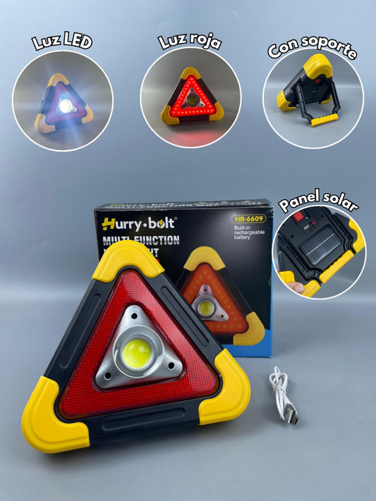 Triángulo de Emergencia Multifunción con Luz y Panel Solar