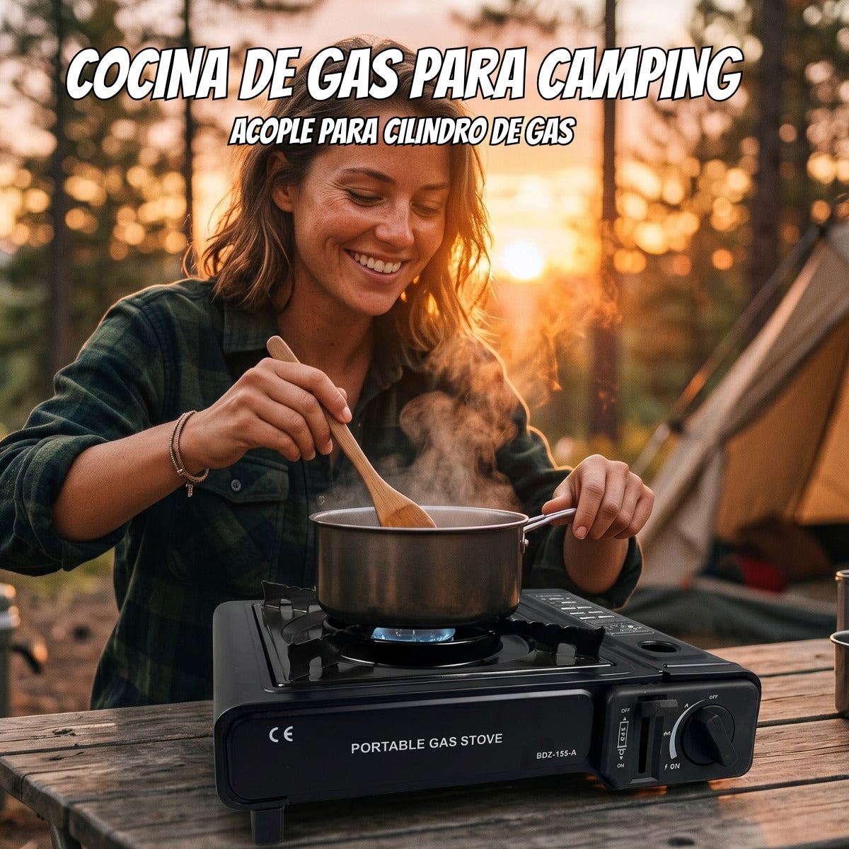 Cocina de gas camping ACOPLE CILINDRO (Maleta)