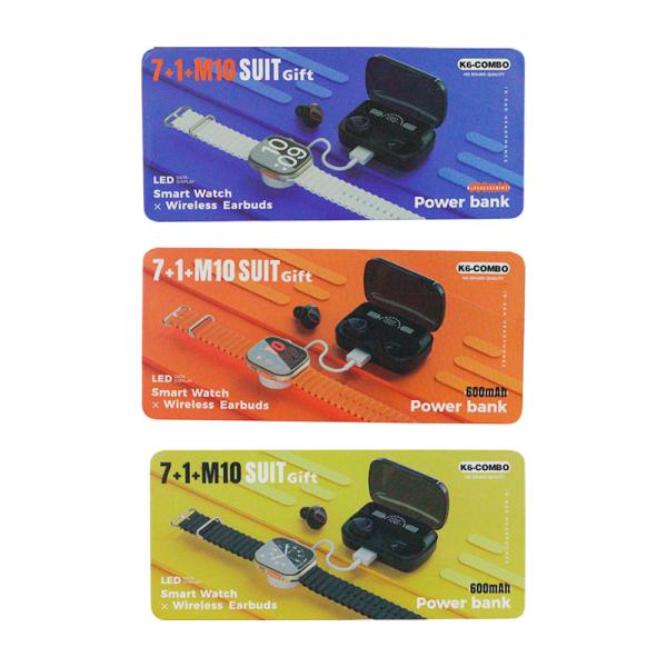 Kit Reloj + Earpods M10 + 7 Brazaletes K6