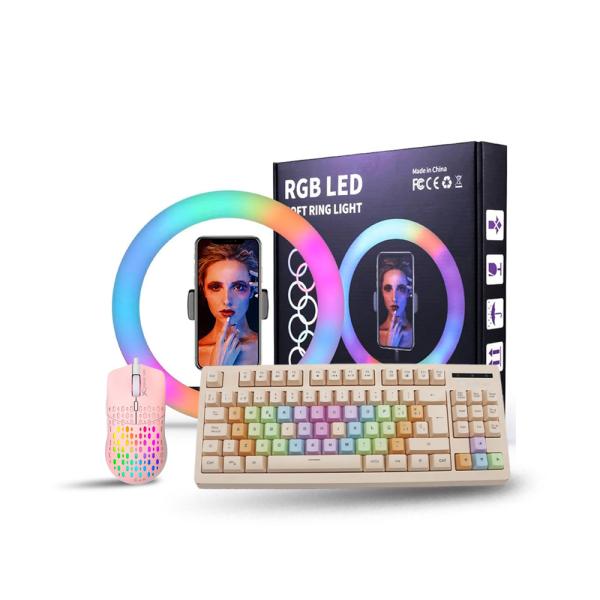 Combo 1: Glow Mamá – Aro de luz + Trípode 33 cm RGB