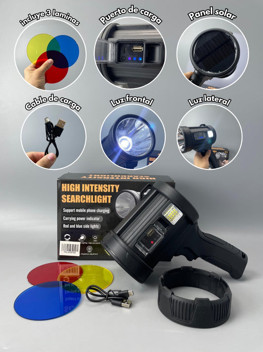 LINTERNA HIGH INTENSITY W 5113 C/PANEL SOLAR Y LENTES 4 EN 1