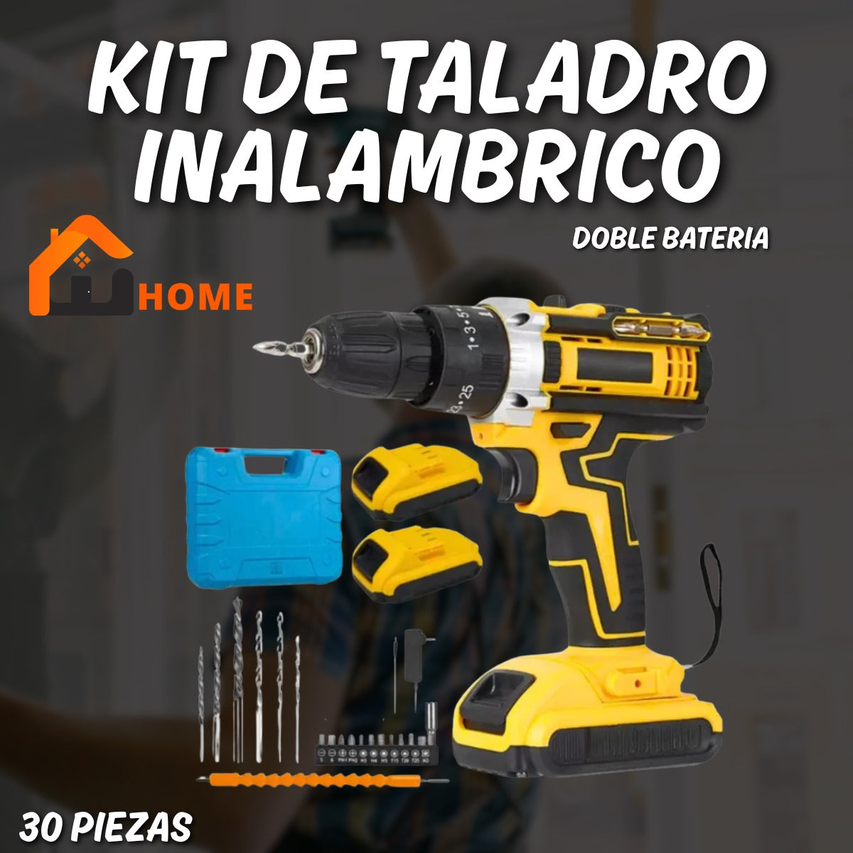 KIT DE TALADRO INALB 30 PIEZAS DOBLE BAT