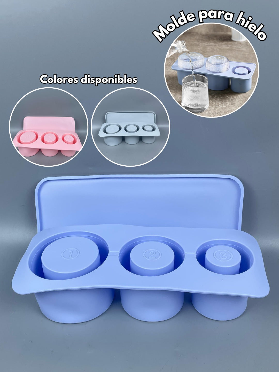 Molde para hielo cilíndrico 3 en 1