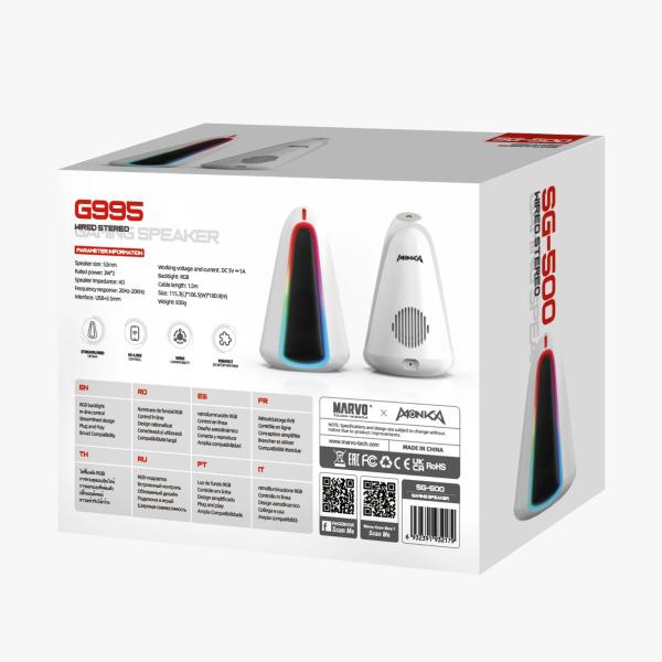 Parlante Estéreo 2.0 Monka SG-500 con Iluminación RGB