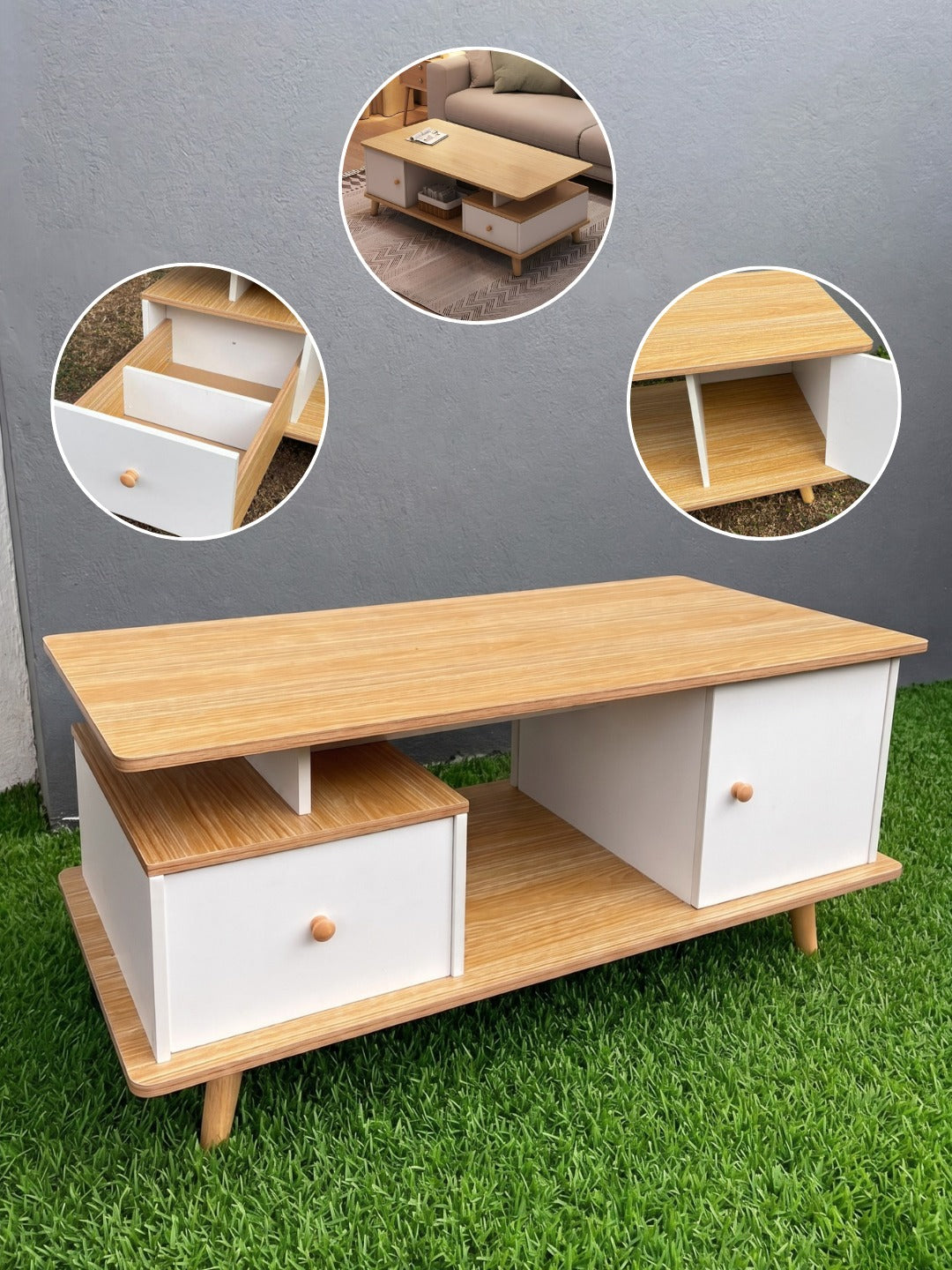 MESA PARA SALA DE ESTAR MADERA C/BLANCO 100*48*45 CM
