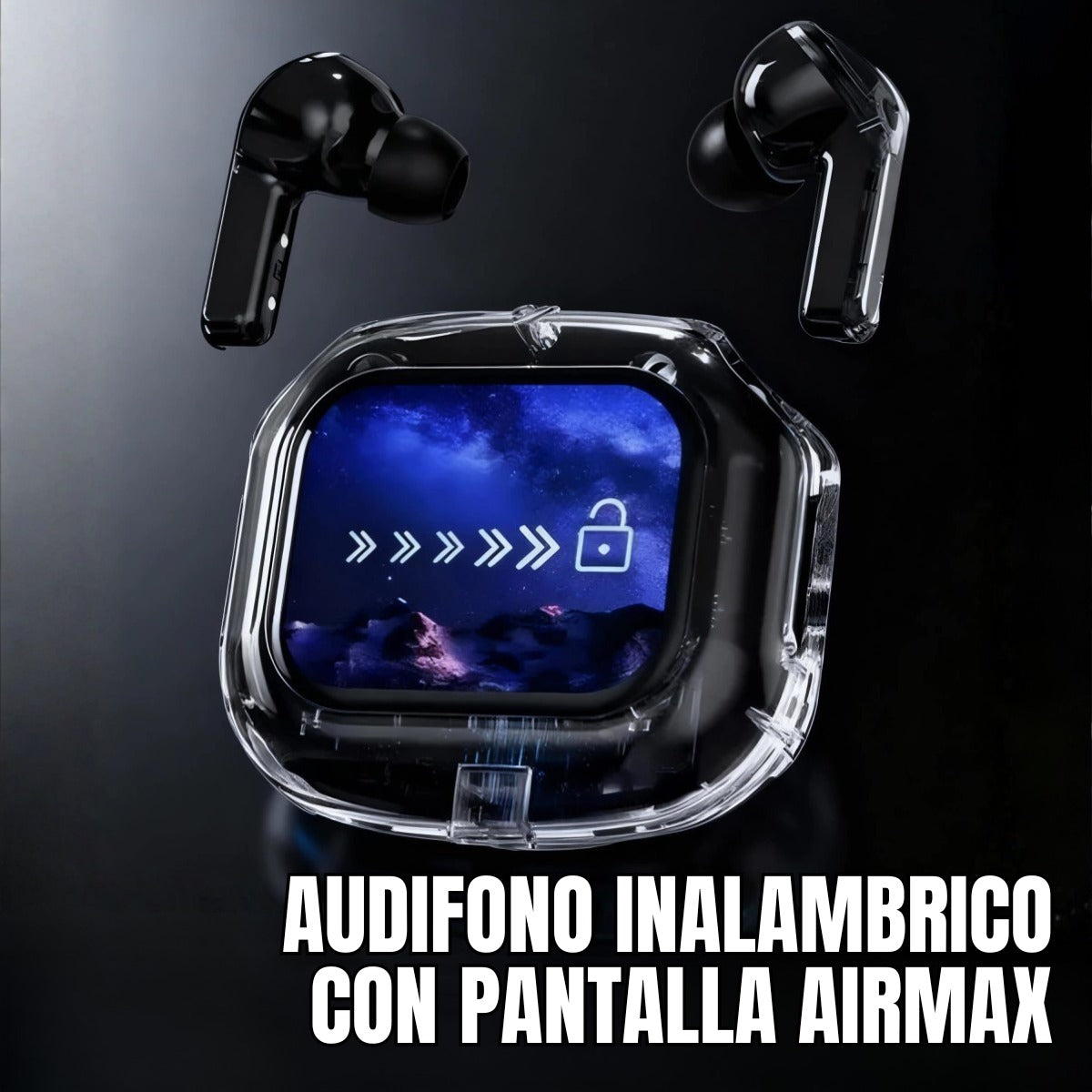 AUDIFONO INALAMBRICO C/PANTALLA AIRMAX NEGRO