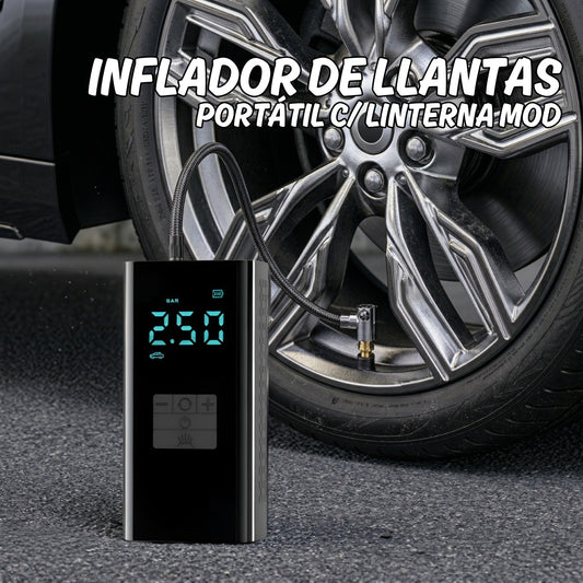 NFLADOR DE LLANTAS PORTÁTIL C/ LINTERNA MOD JN-058
