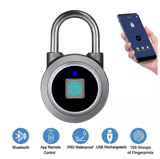 Candado Inteligente con Huella y Bluetooth Recargable