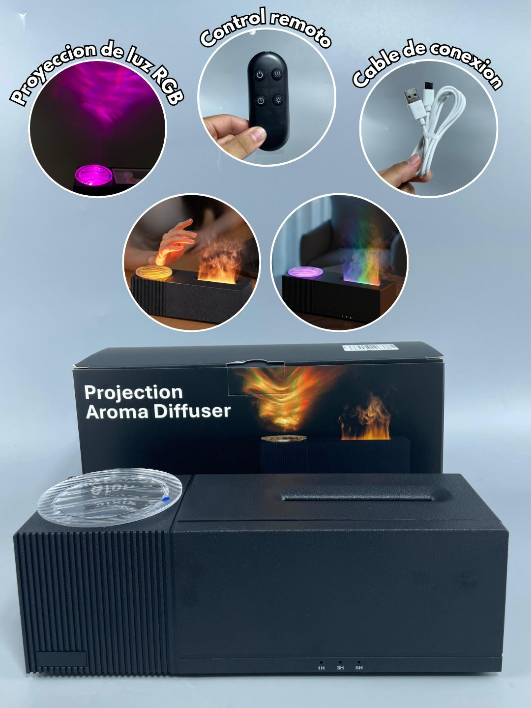 Humidificador efecto flama mod a10 25x8x9 cm
