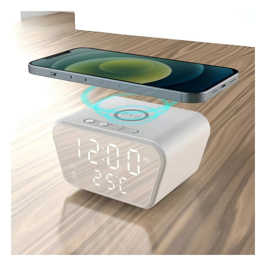 Reloj Multifuncional de Mesa con Carga Inalámbrica