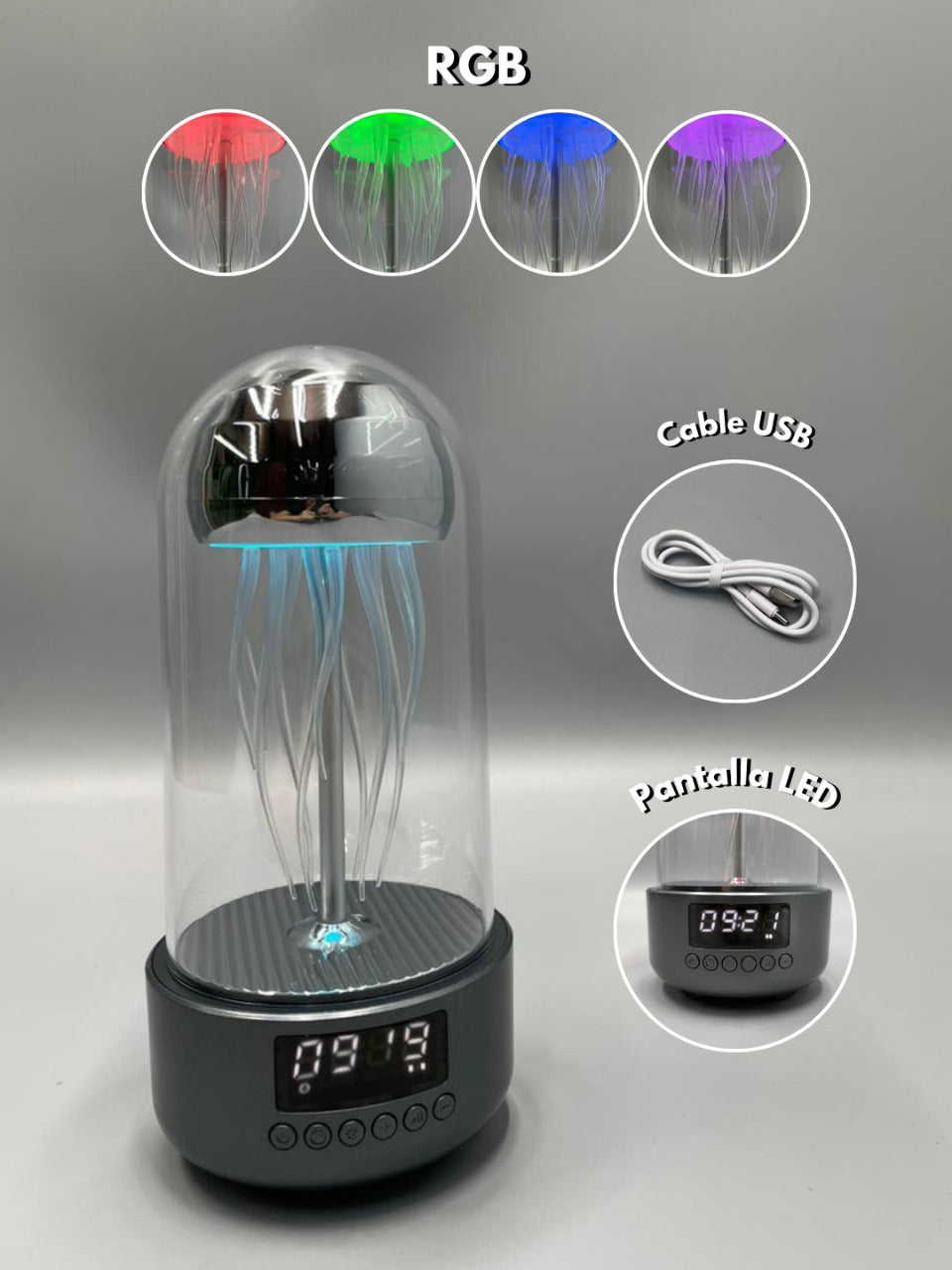 Lámpara de Mesa Medusa – Multicolor con Parlante Bluetooth
