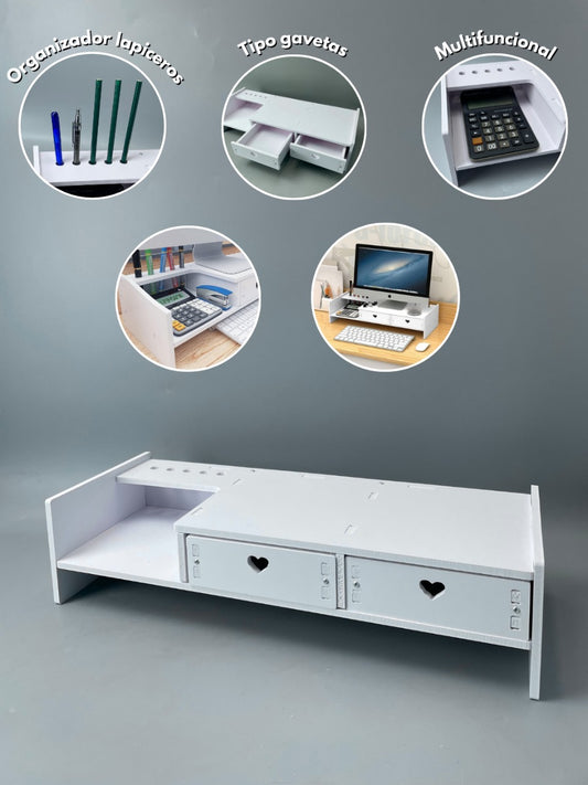 Organizador pvc multifuncional para mesas con 2 gavetas