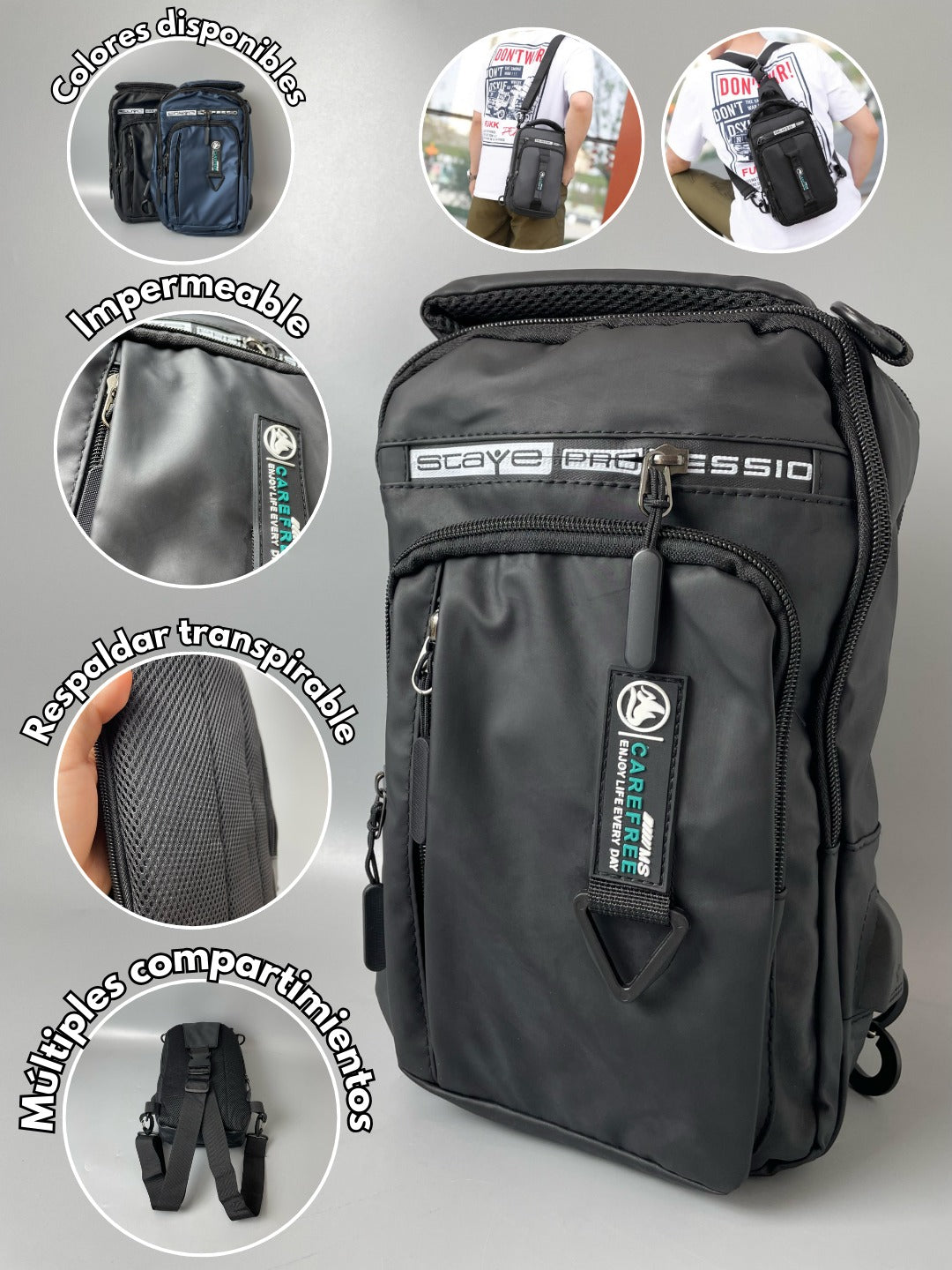 Mochila Bandolera Prime Fashion con seguros