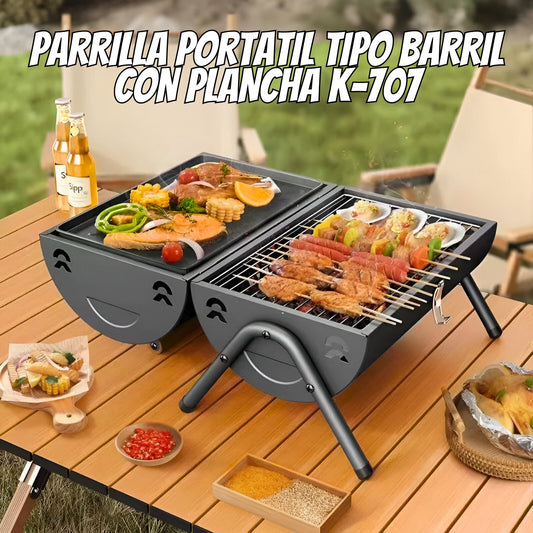 PARRILLA PORTÁTIL TIPO BARRIL PARA ASADOS
