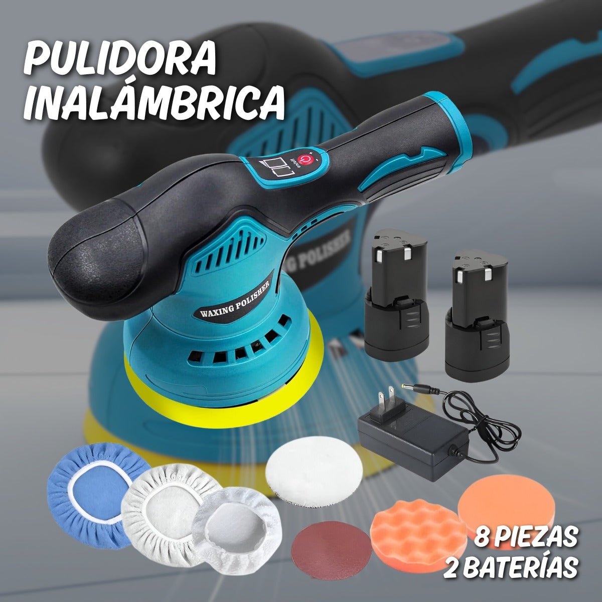 Pulidora Inalámbrica: Set de 8 Piezas con Dos Baterías