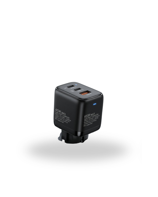 Cargador tres puertos (2 tipo C y USB) 65 W