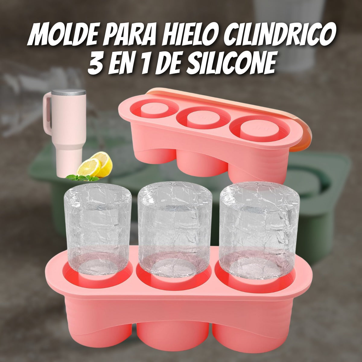 Molde para hielo cilíndrico 3 en 1