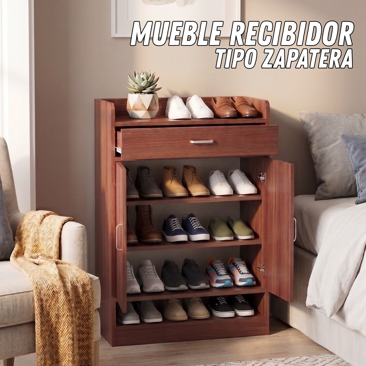 MUEBLE RECIBIDOR TIPO ZAPATERA 60*34*90 CM