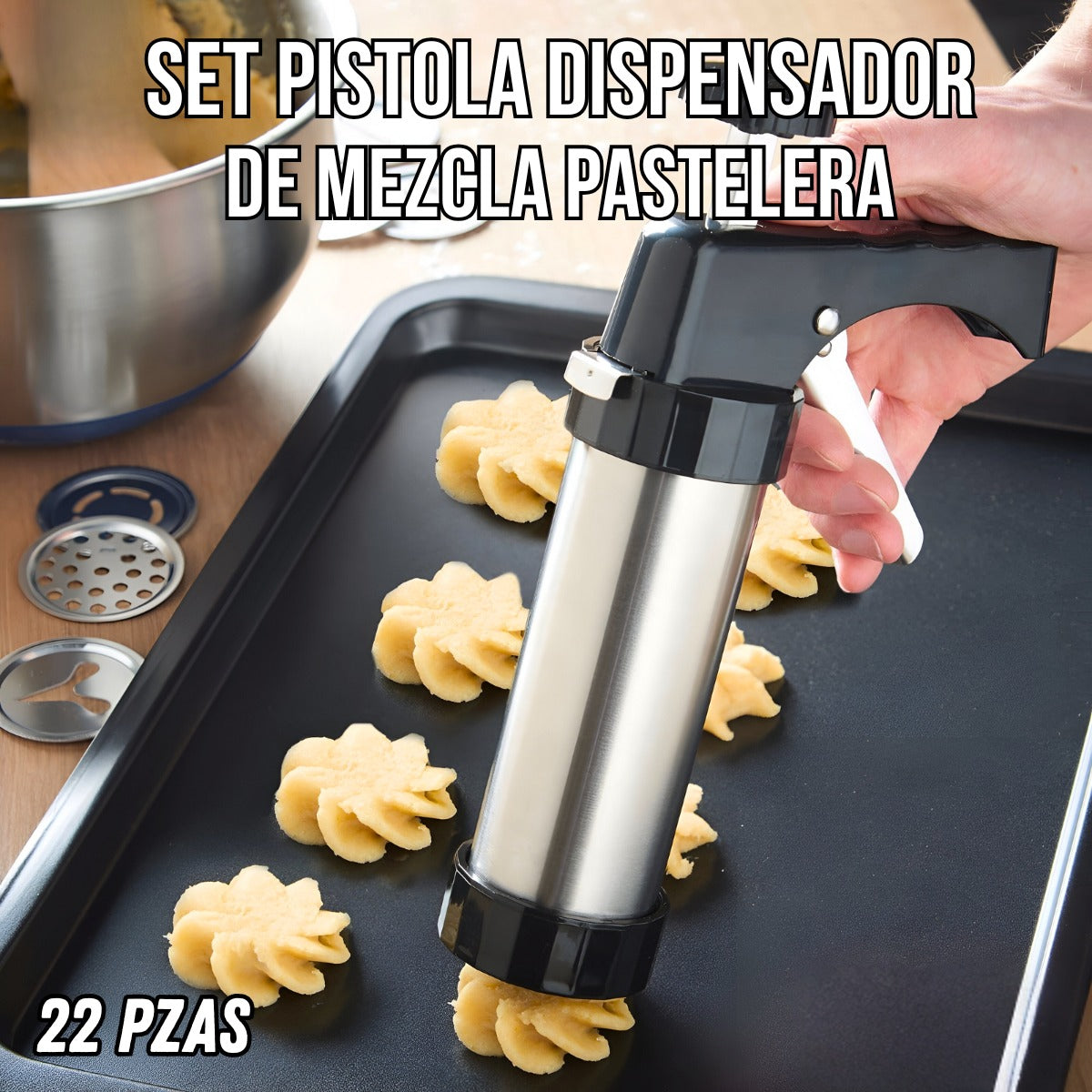 Set Pistola dispensadora de mezcla pastelera 22PZAS