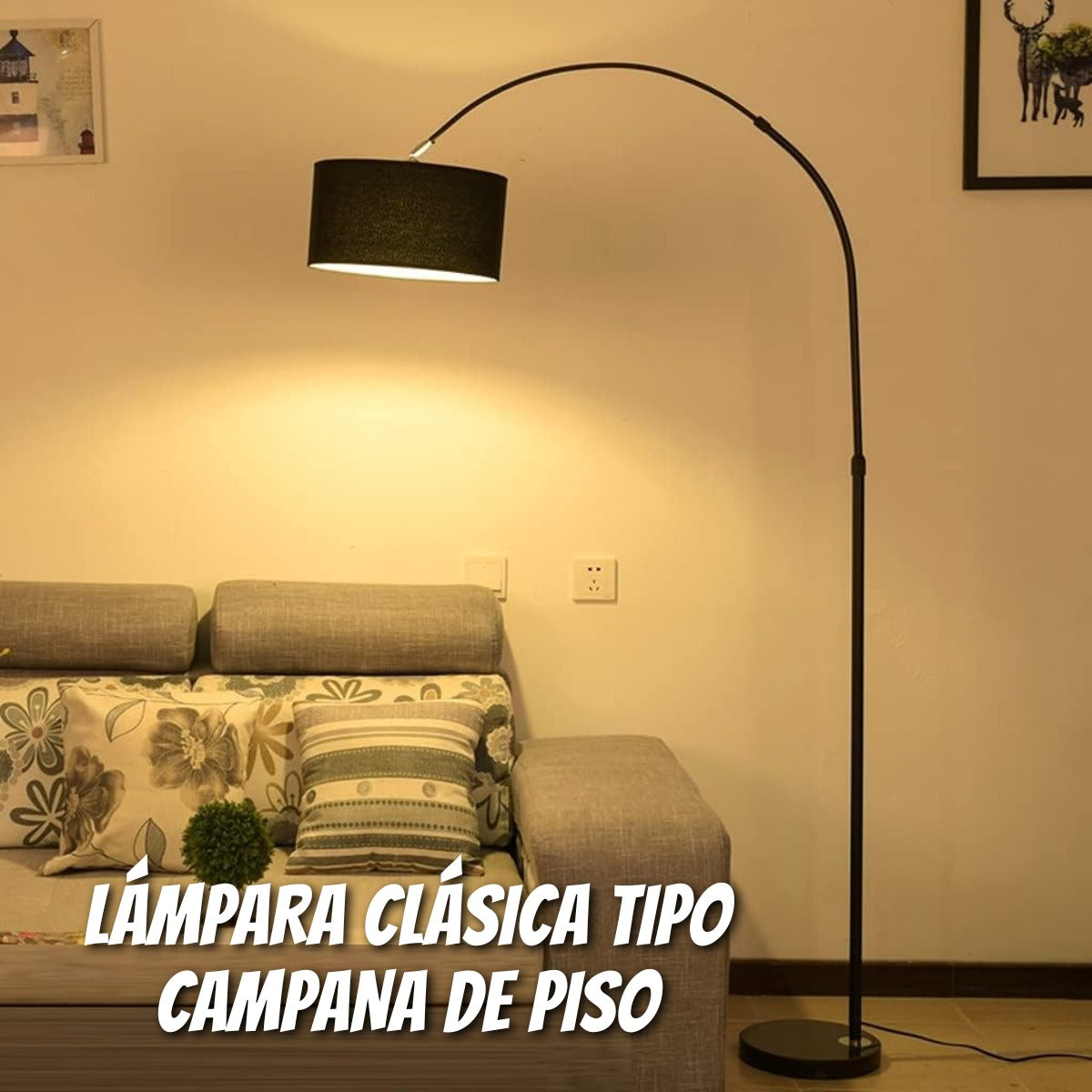 Lámpara de Piso Clásica: Estilo Campana para Sala