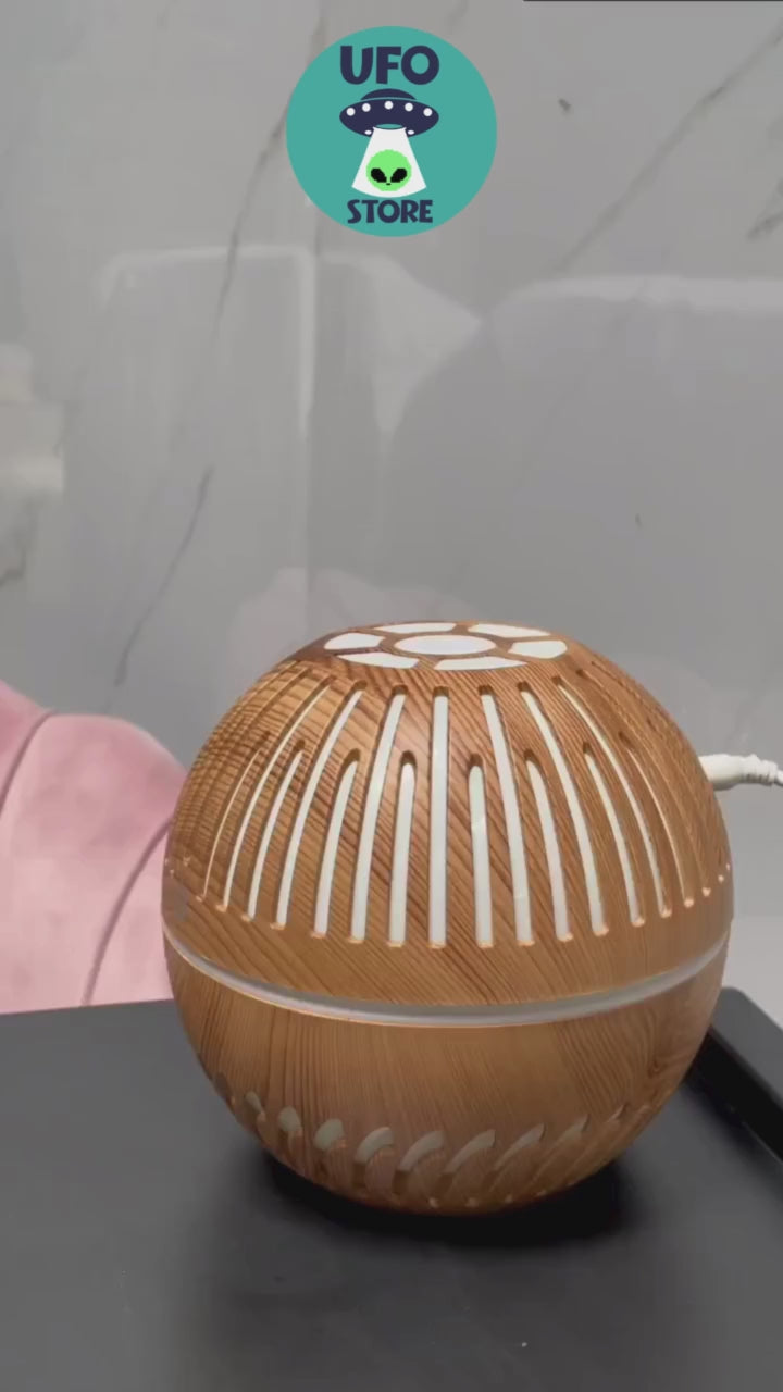 Humidificador Ultrasocinco GX-2078 – 300 ml Tipo Madera con Luces RGB